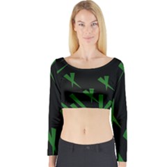 Abstract Pattern Geometric Backgrounds   Long Sleeve Crop Top by Eskimos