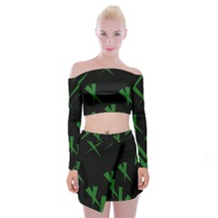 Abstract Pattern Geometric Backgrounds   Off Shoulder Top With Mini Skirt Set by Eskimos