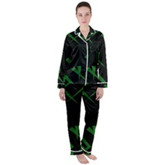 Abstract Pattern Geometric Backgrounds   Satin Long Sleeve Pajamas Set by Eskimos