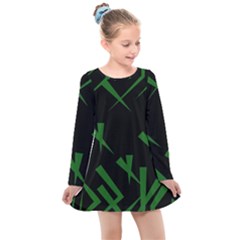 Abstract Pattern Geometric Backgrounds   Kids  Long Sleeve Dress