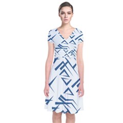 Abstract Pattern Geometric Backgrounds   Short Sleeve Front Wrap Dress by Eskimos