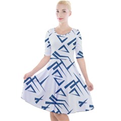 Abstract Pattern Geometric Backgrounds   Quarter Sleeve A-line Dress by Eskimos