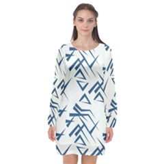 Abstract Pattern Geometric Backgrounds   Long Sleeve Chiffon Shift Dress  by Eskimos