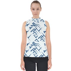 Abstract Pattern Geometric Backgrounds   Mock Neck Shell Top by Eskimos