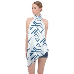 Abstract Pattern Geometric Backgrounds   Halter Asymmetric Satin Top by Eskimos