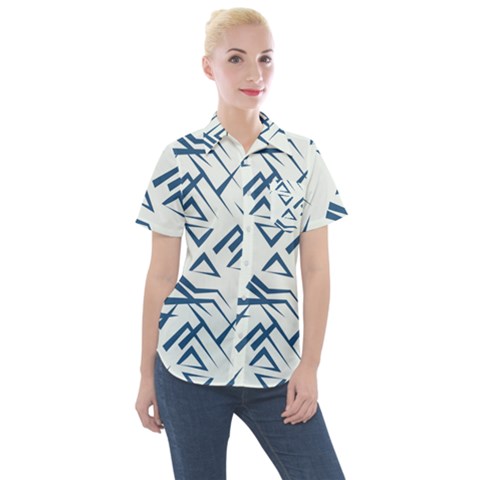 Abstract Pattern Geometric Backgrounds   Women s Short Sleeve Pocket Shirt by Eskimos