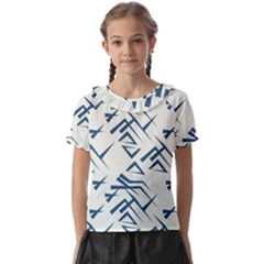 Abstract Pattern Geometric Backgrounds   Kids  Frill Chiffon Blouse by Eskimos