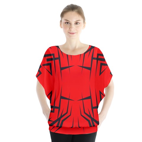 Abstract Pattern Geometric Backgrounds   Batwing Chiffon Blouse by Eskimos