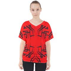 Abstract Pattern Geometric Backgrounds   V-neck Dolman Drape Top by Eskimos