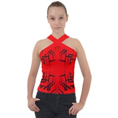 Abstract Pattern Geometric Backgrounds   Cross Neck Velour Top by Eskimos