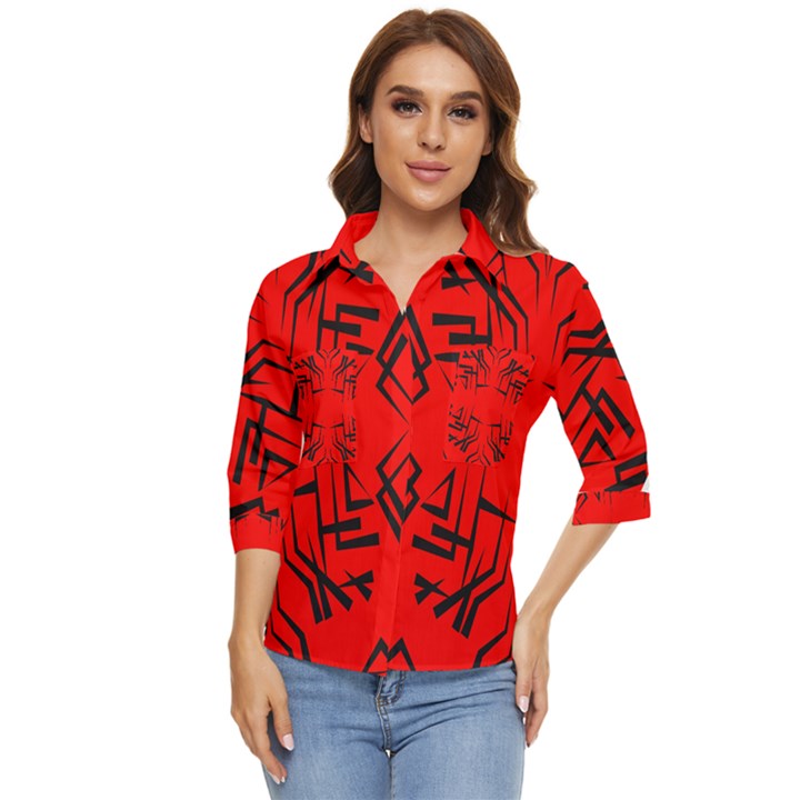 Abstract pattern geometric backgrounds   Women s Quarter Sleeve Pocket Shirt