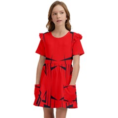 Abstract Pattern Geometric Backgrounds   Kids  Frilly Sleeves Pocket Dress by Eskimos