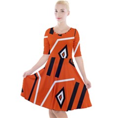 Abstract Pattern Geometric Backgrounds   Quarter Sleeve A-line Dress by Eskimos