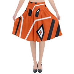 Abstract Pattern Geometric Backgrounds   Flared Midi Skirt by Eskimos