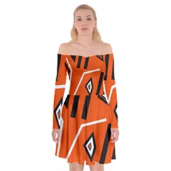 Abstract Pattern Geometric Backgrounds   Off Shoulder Skater Dress by Eskimos