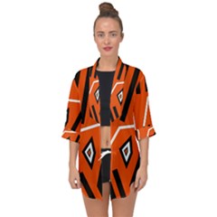 Abstract Pattern Geometric Backgrounds   Open Front Chiffon Kimono by Eskimos