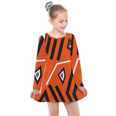 Abstract Pattern Geometric Backgrounds   Kids  Long Sleeve Dress by Eskimos