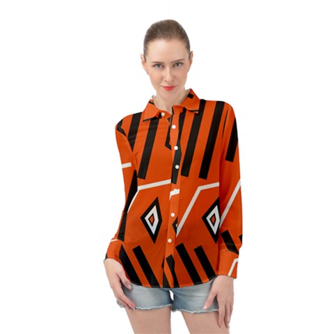 Abstract Pattern Geometric Backgrounds   Long Sleeve Chiffon Shirt by Eskimos