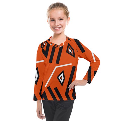 Abstract Pattern Geometric Backgrounds   Kids  Long Mesh Tee by Eskimos