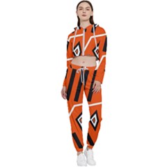 Abstract Pattern Geometric Backgrounds   Cropped Zip Up Lounge Set by Eskimos