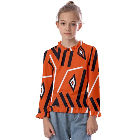 Abstract Pattern Geometric Backgrounds   Kids  Frill Detail Tee by Eskimos