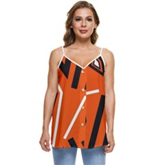 Abstract Pattern Geometric Backgrounds   Casual Spaghetti Strap Chiffon Top by Eskimos