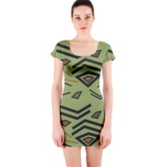 Abstract Pattern Geometric Backgrounds   Short Sleeve Bodycon Dress by Eskimos