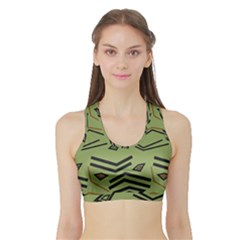 Abstract Pattern Geometric Backgrounds   Sports Bra With Border by Eskimos