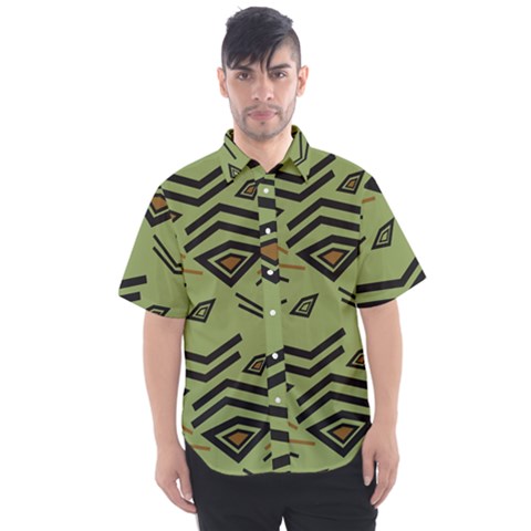 Abstract Pattern Geometric Backgrounds   Men s Short Sleeve Shirt by Eskimos