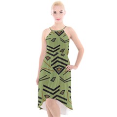 Abstract Pattern Geometric Backgrounds   High-low Halter Chiffon Dress  by Eskimos