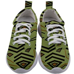 Abstract Pattern Geometric Backgrounds   Kids Athletic Shoes by Eskimos