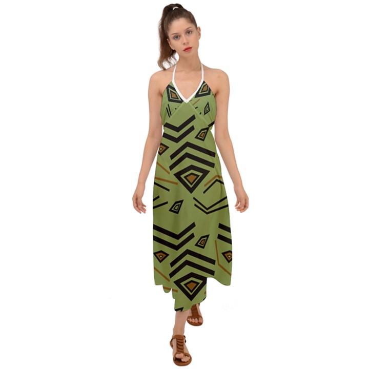 Abstract pattern geometric backgrounds   Halter Tie Back Dress 