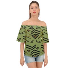 Abstract Pattern Geometric Backgrounds   Off Shoulder Short Sleeve Top by Eskimos