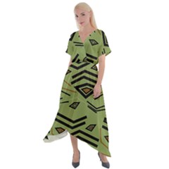 Abstract Pattern Geometric Backgrounds   Cross Front Sharkbite Hem Maxi Dress by Eskimos