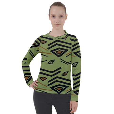 Abstract Pattern Geometric Backgrounds   Women s Pique Long Sleeve Tee by Eskimos