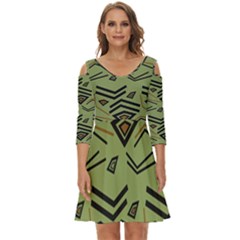 Abstract Pattern Geometric Backgrounds   Shoulder Cut Out Zip Up Dress by Eskimos