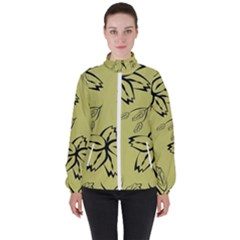 Folk Flowers Print Floral Pattern Ethnic Art Women s High Neck Windbreaker by Eskimos