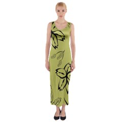 Folk Flowers Print Floral Pattern Ethnic Art Fitted Maxi Dress by Eskimos