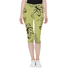 Folk Flowers Print Floral Pattern Ethnic Art Inside Out Lightweight Velour Capri Leggings 