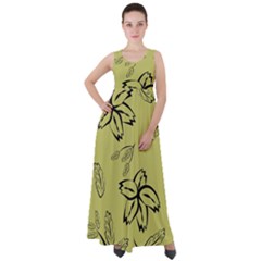 Folk Flowers Print Floral Pattern Ethnic Art Empire Waist Velour Maxi Dress by Eskimos