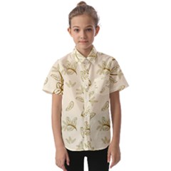 Folk Flowers Print Floral Pattern Ethnic Art Kids  Short Sleeve Shirt by Eskimos