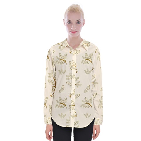 Folk Flowers Print Floral Pattern Ethnic Art Womens Long Sleeve Shirt by Eskimos