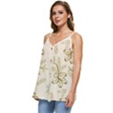 Folk flowers print Floral pattern Ethnic art Casual Spaghetti Strap Chiffon Top View2