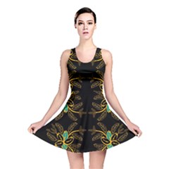 Floral Folk Damask Pattern  Reversible Skater Dress by Eskimos