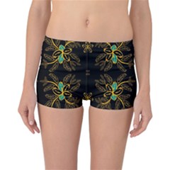 Floral Folk Damask Pattern  Reversible Boyleg Bikini Bottoms by Eskimos