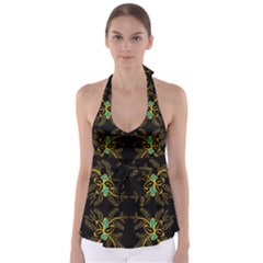 Floral Folk Damask Pattern  Babydoll Tankini Top by Eskimos