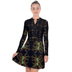 Floral Folk Damask Pattern  Long Sleeve Panel Dress by Eskimos