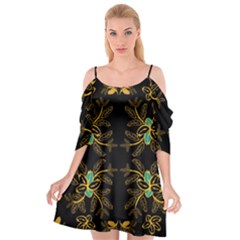 Floral Folk Damask Pattern  Cutout Spaghetti Strap Chiffon Dress by Eskimos