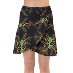 Floral Folk Damask Pattern  Wrap Front Skirt by Eskimos