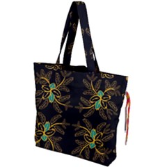 Floral Folk Damask Pattern  Drawstring Tote Bag by Eskimos